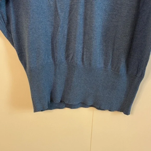 Organic Cotton Blue V-Neck Sweater - Picture 7 of 7